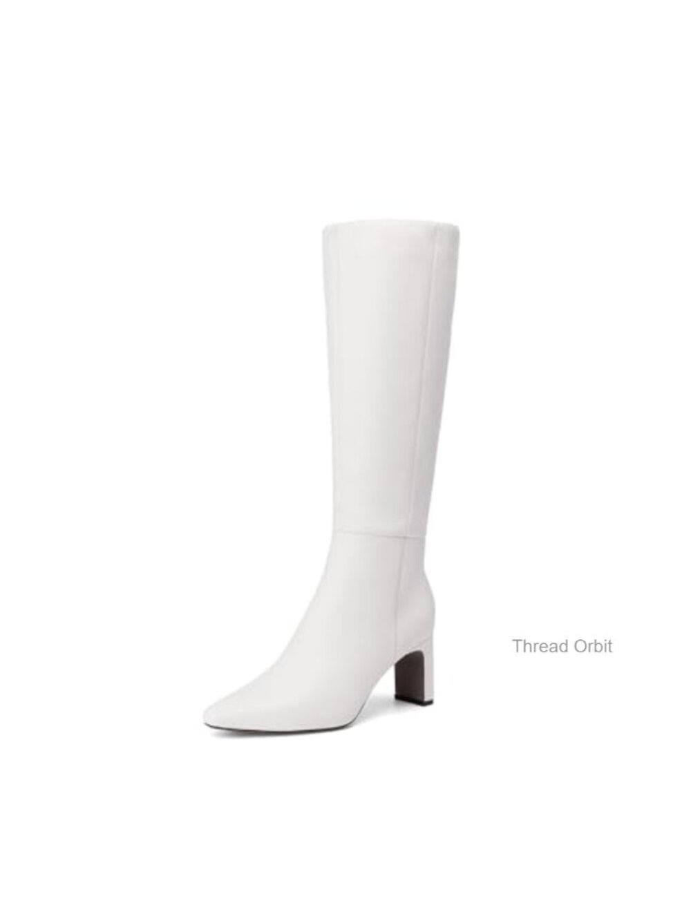 Chunky Heel Knee High Faux Leather Boots Square Toe Zip